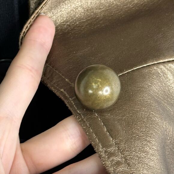 Bronze Metallic Leather Blazer Jacket One Button Size Medium - Picture 5 of 12